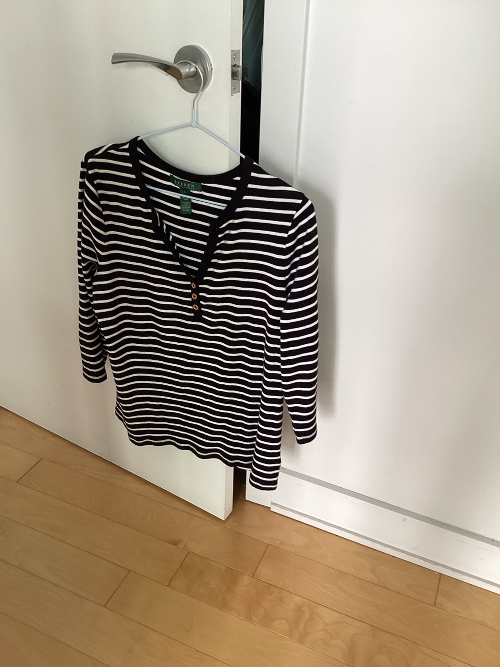 Lauren Ralph Lauren Black and White Striped Knit Top